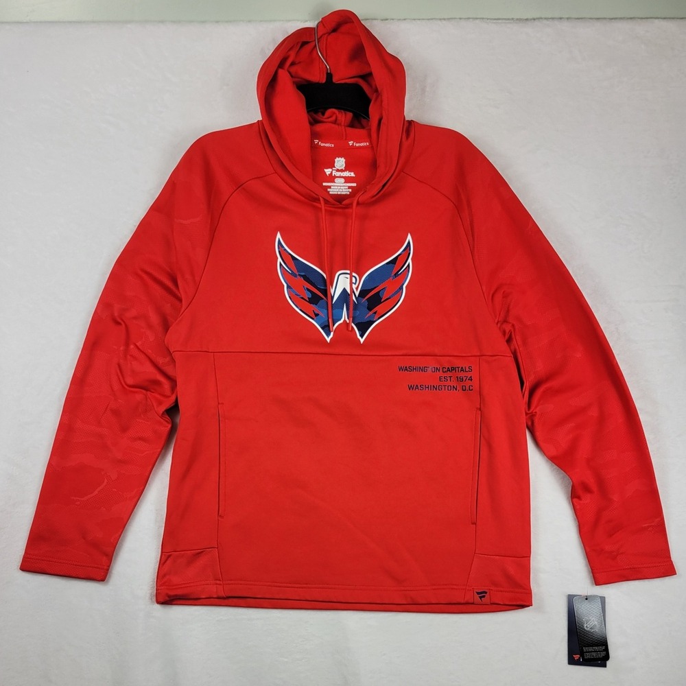 NHL Washington Capitals Fanatics Red Pullover Hoodie Sweatshirt Mens L